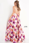 JVN by Jovani JVN04479 Floral Print Spaghetti Strap Dress