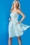 Jovani 07965 Strapless Floral Fit and Flare Cocktail Dress