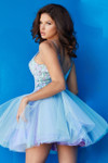 Jovani 09728 Plunging Neck Floral Embroidered Cocktail Dress