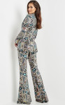 Jovani 09816 Flare Leg Embroidered Two Piece Pant Suit