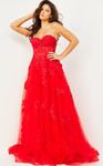 Jovani 07901 Strapless Lace Ornate Sweetheart Long Gown