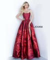 Jovani 02038 Strapless Floral Prom Gown