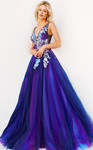 Jovani 06807 Sleeveless Gradient Floral Embroidered Gown