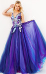 Jovani 06807 Sleeveless Gradient Floral Embroidered Gown