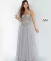 JVN by Jovani JVN4396 Embellished Plunging V-Neck Ballgown