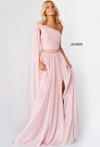 Jovani 07248 One Shoulder Cascading Drape Chiffon Long Gown