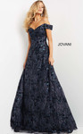 Jovani 07162 Off Shoulder Embellished A Line Evening Dress