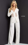 Jovani 07227 Long Sleeves Illusion Waist Two Piece Pant Suit