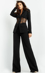 Jovani 07227 Long Sleeves Illusion Waist Two Piece Pant Suit