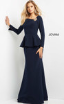 Jovani 07131 Asymmetrical Neck Long Sleeve Evening Dress