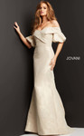 Jovani 06831 Off Shoulder Short Sleeve Long Evening Dress