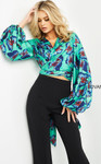 Jovani 06844 Print Long Sleeve Contemporary Top.