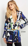 Jovani 07190 Long Sleeve Deep V-Neck Multi Color Jacket