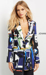 Jovani 07190 Long Sleeve Deep V-Neck Multi Color Jacket