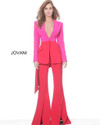 Jovani 04148 V Neck Long Sleeve Corset Long Jumpsuit