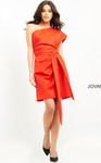 Jovani 06316 One Shoulder Ruched Scuba Corset Cocktail Dress