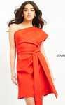 Jovani 06316 One Shoulder Ruched Scuba Corset Cocktail Dress
