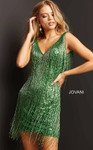 Jovani 08410 Allover Sequins Backless Fringe Cocktail Dress