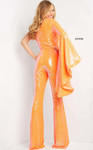 Jovani 09112 One Shoulder Long Bell Sleeves Sequin Jumpsuit