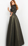 Jovani 05075 Three Quarter Sleeve V-Neck Long Evening Gown