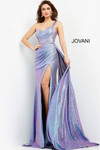 JVN by Jovani JVN04013 Metallic One Shoulder Sleeveless Gown