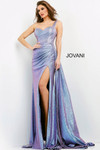 JVN by Jovani JVN04013 Metallic One Shoulder Sleeveless Gown