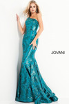 JVN by Jovani JVN1845 Asymmetric Sequin Sleeveless Gown