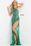 Jovani 07948 One Shoulder Asymmetrical Beaded Sheer Dress