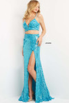 Jovani 08471 Two-piece V Neck High Slit Sequin Long Dress