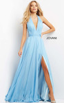 Jovani 08682 Halter V Neck Chiffon Prom Dress