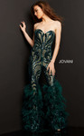 Jovani 05669 Strapless Sweetheart Feathered Long Jumpsuit