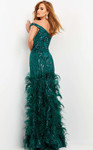 Jovani 05660 Embellished Feather Skirt Sequin Evening Dress