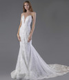 Alina Voce By Jovani AV05382 Plunging Neck Lace Bridal Dress