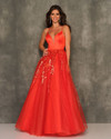 Dave and Johnny 10915 Plunging Neckline Floral Prom Dress