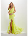 House of Wu 14124 Neon Sequin High Slit Long Panoply Gown