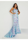 House of Wu 16019 Sequin Pattern V-neck Tiffany Designs Gown