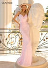 Clarisse 810103 Sequin Embellished Open Back Column Dress
