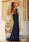 Clarisse 810440 V-neck Stretch Jersey Fitted Evening Gown