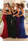 Clarisse 810420 Fully Sequined V-neck Fitted Prom Dress