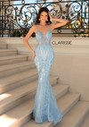 Clarisse 5138 Applique Beaded Plunging V-neck Long Dress