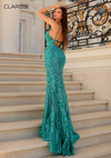 Clarisse 5138 Applique Beaded Plunging V-neck Long Dress