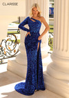 Clarisse 810538 One Sleeve Stretch Velvet Sequins Prom Gown