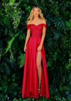 Clarisse 810275 Off Shoulder Corset Bodice Side Slit Gown