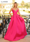 Clarisse 8199 Jeweled V-neck Mikado Full Length Ballgown