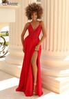 Clarisse 810145 Lace Top Chiffon Prom Dress With Slit
