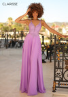 Clarisse 810145 Lace Top Chiffon Prom Dress With Slit