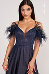 Ellie Wilde by Mon Cheri EW34131 Novelty Satin Feather Dress