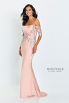 Montage by Mon Cheri M521 Soft Satin Off Shoulder Long Dress