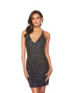 Alyce Paris 84001 Hand Beaded Sleeveless V-Neck Short Dress