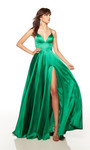 Alyce Paris 1748 Luminous Satin Plunging Neck Formal Dress